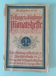 Belhagen & Klalings Monatshefte - September 1930 - Schriftleitung In Berlin