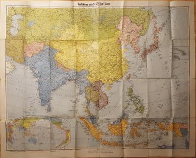 Indien und Ostasien mit Nebenkarte Der pazifische Ozean. Maßstab 1:10.000.000